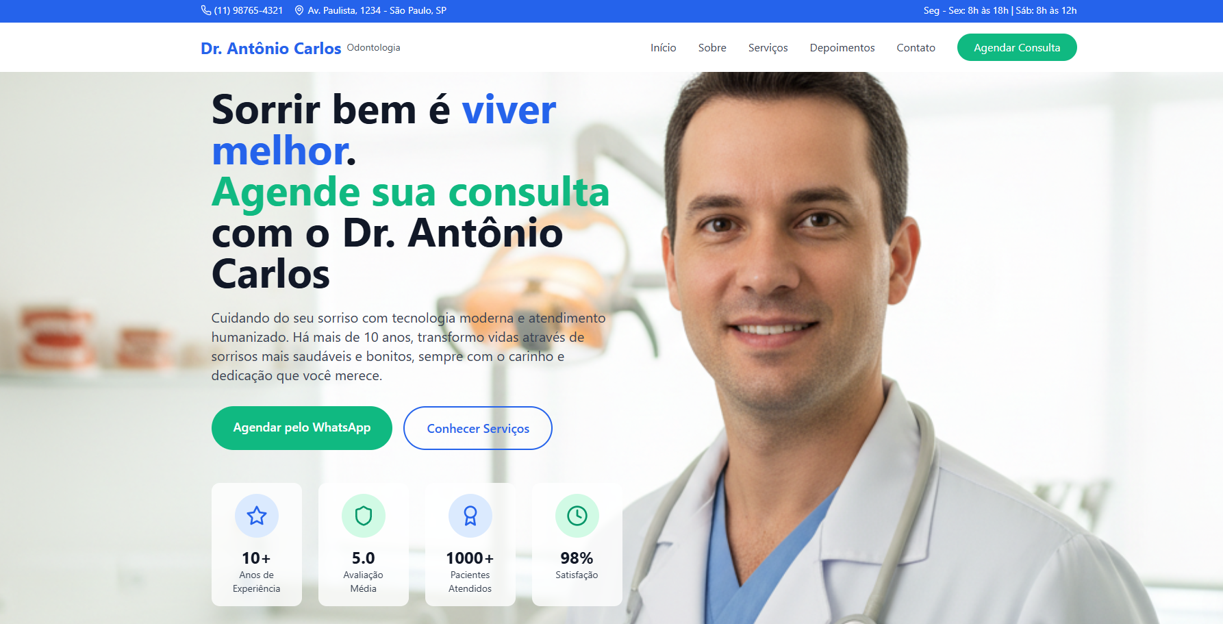 Portfólio: site para dentista com foco em conversão